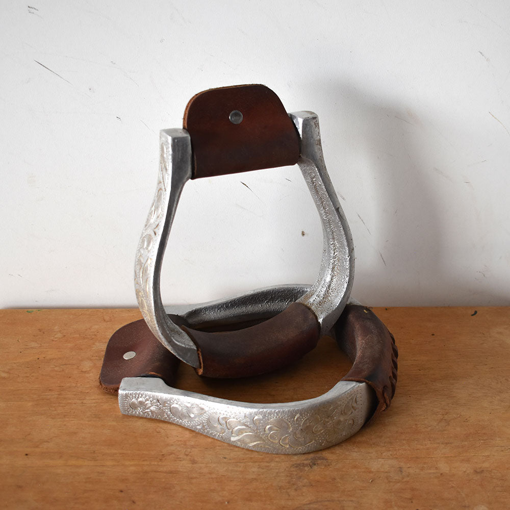 Used Round Floral Engraved Oxbow Stirrups Sale Barn Teskey's