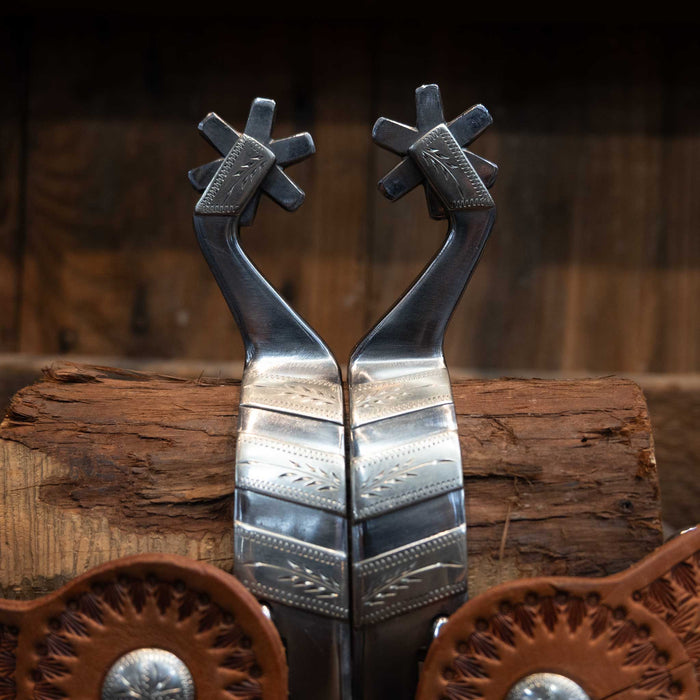 JD MOSS Silver Mounted Bars Spurs #317