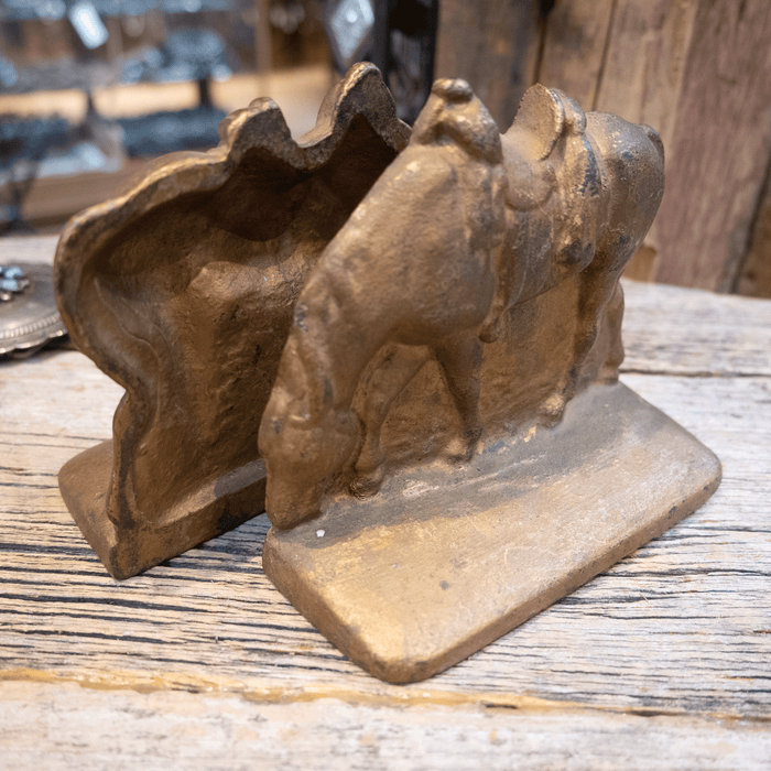 Vintage Grazing Horse Cast Iron Bookends