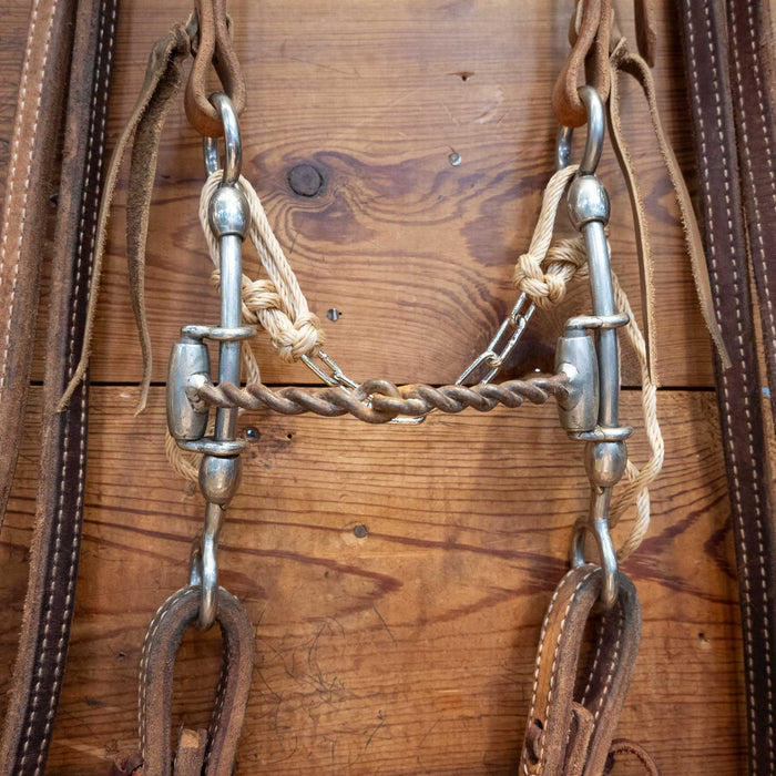 Cow Horse Supply Twisted Wire Snaffle Bridle Rig w/ Single Ear Headstall