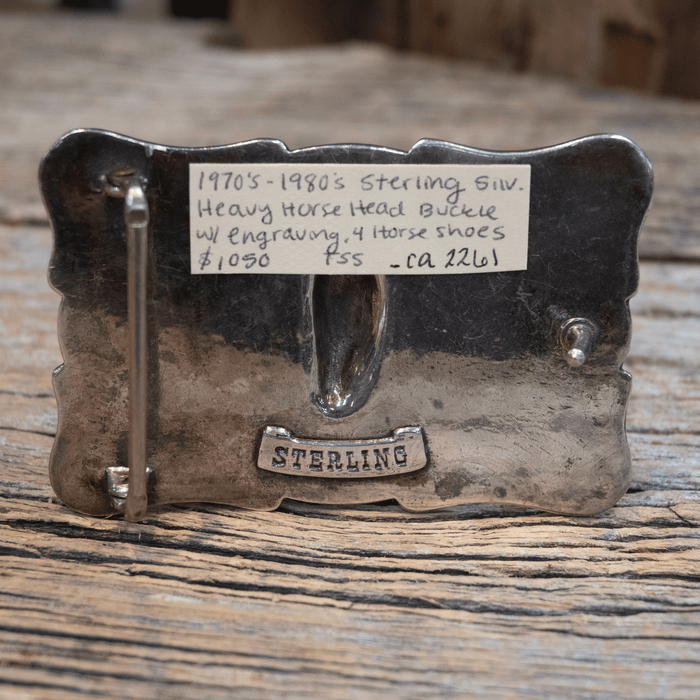 1970's - 80's Sterling Silver Horse Head Belt Buckle