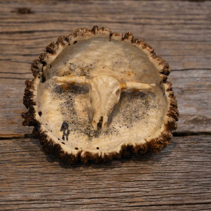 Handmade Elk Button Steer Skull Belt Buckle