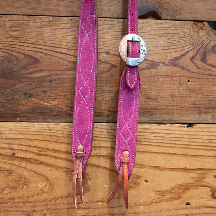 Pink Roughout 3/4" Split Ear Headstall - Select Buckle