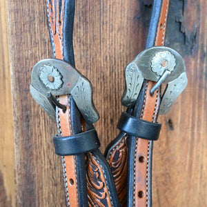 Tooled Headstall with two JM Headstall Buckles AAHS070