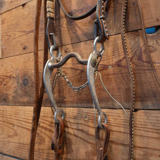 Low Port Stiff Bit with Rawhide and Dots Bridle Rig Sale Barn MISC