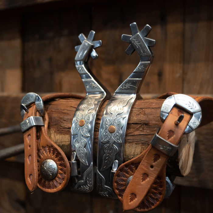 JD MOSS Silver Mounted Bars Spurs #317