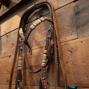 Low Port Stiff Bit with Rawhide and Dots Bridle Rig Sale Barn MISC