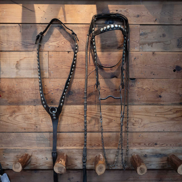 Vintage Studded Bridle Rig and Breast Collar Set Tack - Rigs MISC