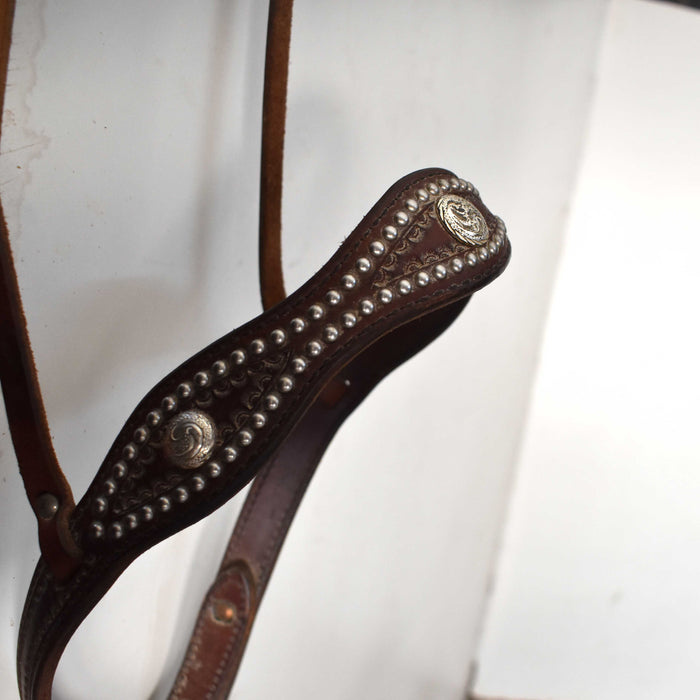 Lightly Used Silver Dotted & Tooled NoseBand Sale Barn Teskeys