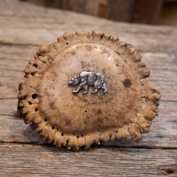 Handmade Elk Button Pewter Bear Belt Buckle