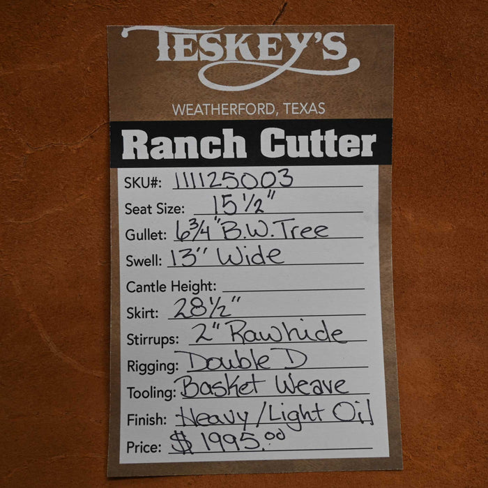 15.5" TESKEY'S RANCH CUTTER SADDLE