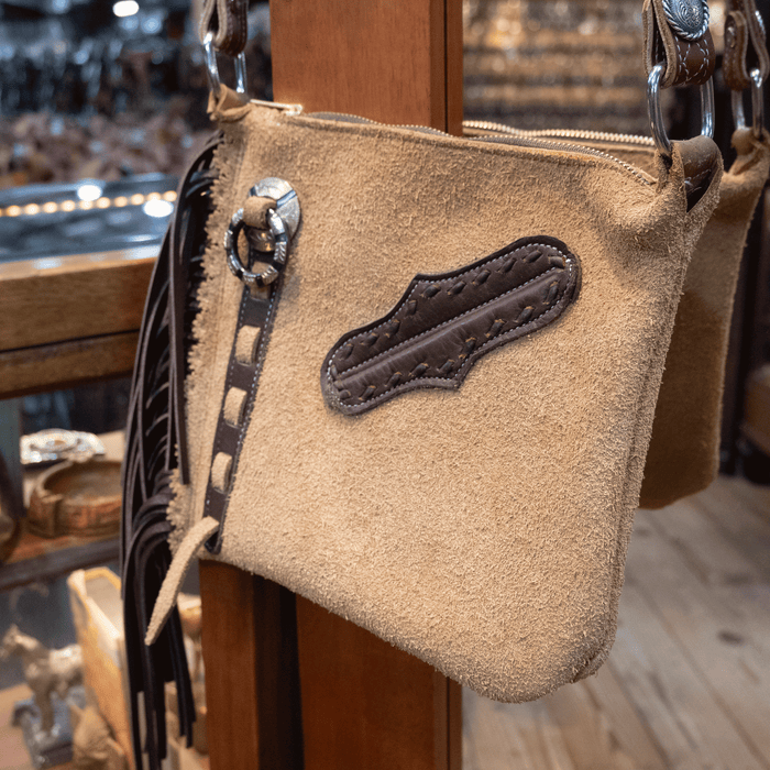 Handmade Roughout Fringed Crossbody Chap Purse HM275