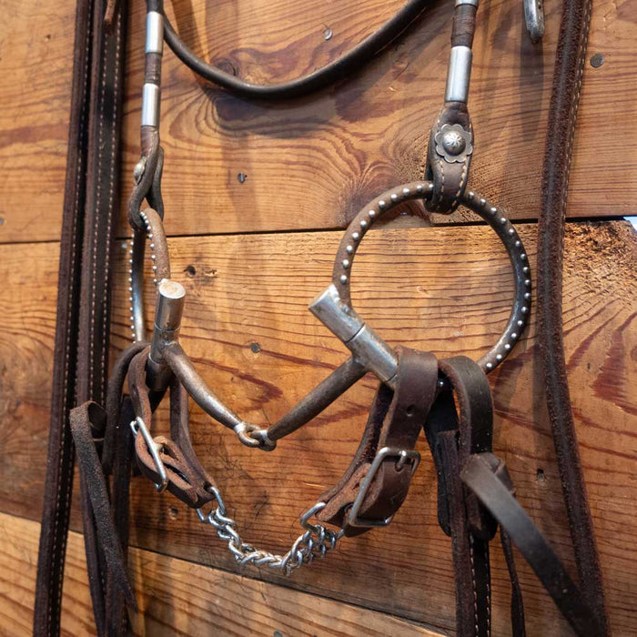 Sheridan D-Ring Snaffle with Silver Mounted bridle rig Tack - Rigs SHERIDAN