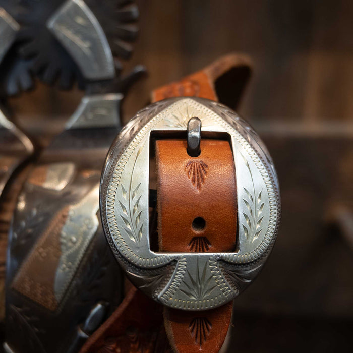 JD MOSS Mounted Whiskey Bottle & Shot Glass Spurs #265