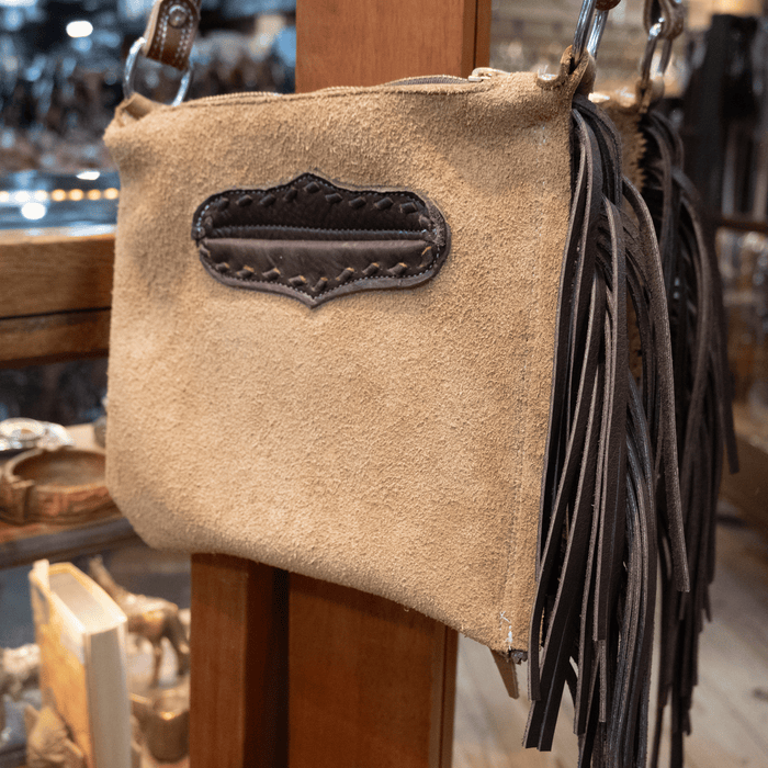 Handmade Roughout Fringed Crossbody Chap Purse HM275