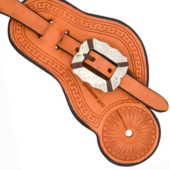 Cowperson Tack Running W Buckaroo Spur Straps w/Fancy Buckle Tack - Spur Straps Cowperson Tack Light Oil