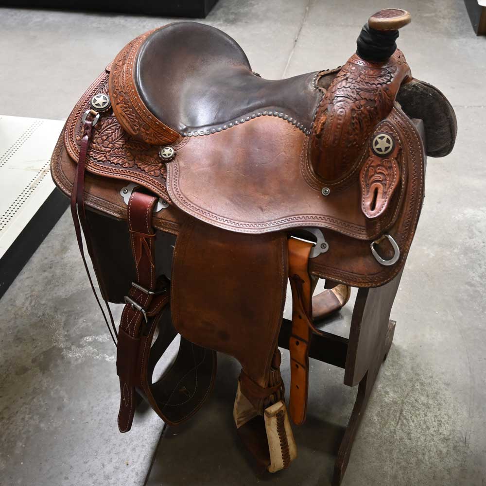 14.5"USED HANDMADE CRAFTED B&C ROPING SADDLE Saddles HAND CRAFTED B&C   