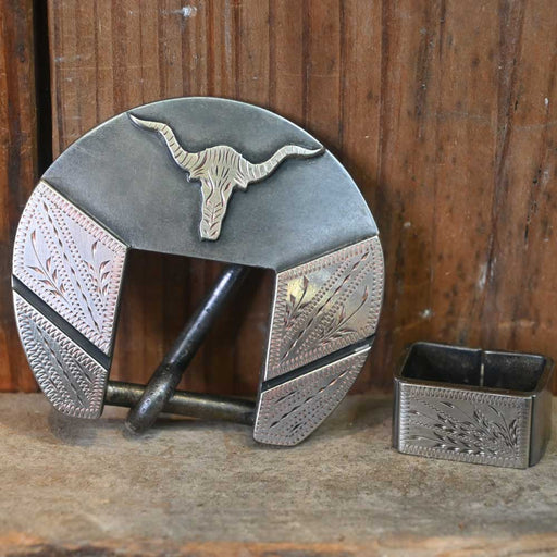 Western Headstall Buckle - Steer Head - Handmade by J. Martin Tack - Conchos & Hardware J. Martin