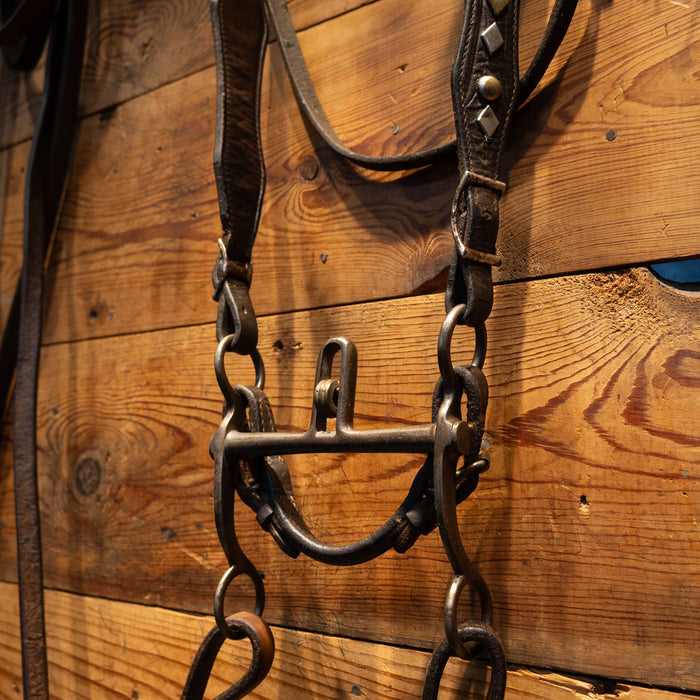 Vintage Silver Diamond & Dot accents Bridle Rig w/ a Buerman Bit Collectibles MISC