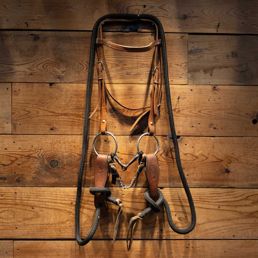 Smooth Snaffle Bridle Rig w/Clinton Anderson Rope Reins Sale Barn MISC