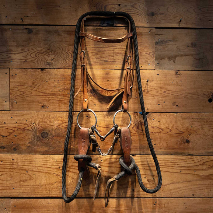 Smooth Snaffle Bridle Rig w/Clinton Anderson Rope Reins Sale Barn MISC