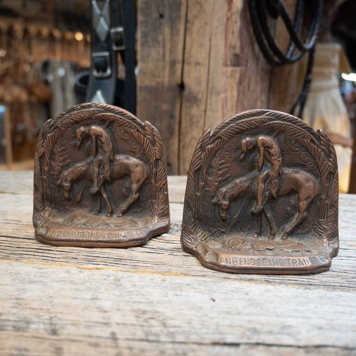 Cast Iron "End of the Trail" Bookends