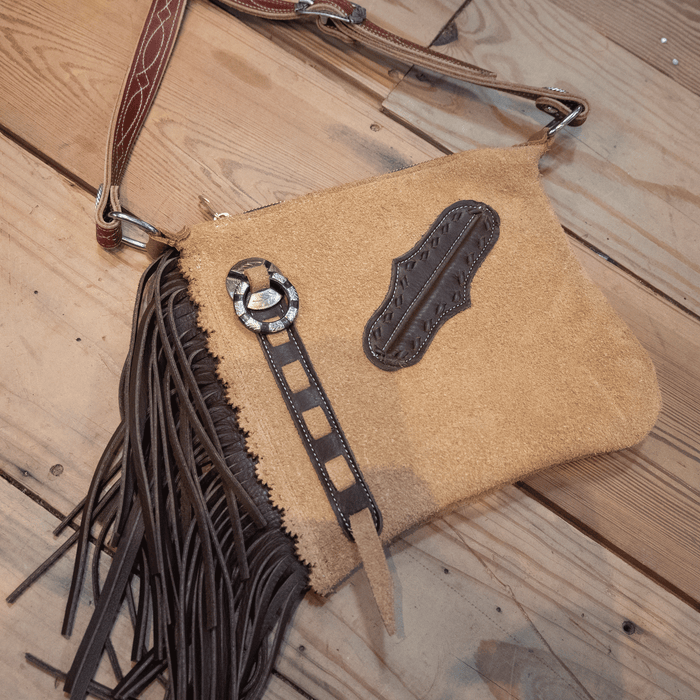 Handmade Roughout Fringed Crossbody Chap Purse HM275