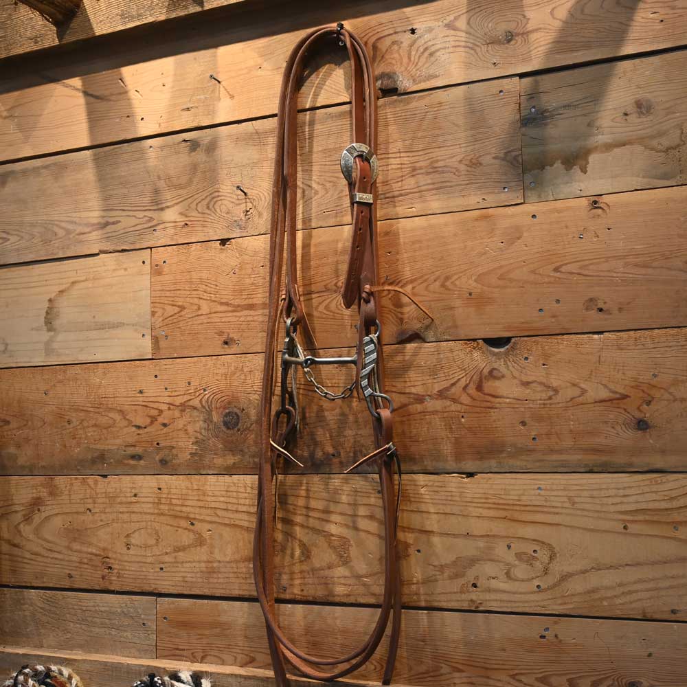 Bridle Rig - Layton Shanked Snaffle Bit and Silver Headstall Buckle RIG322 Tack - Rigs Layton   