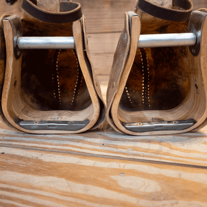 Rawhide Clark's Tapderos with Wooden Stirrups