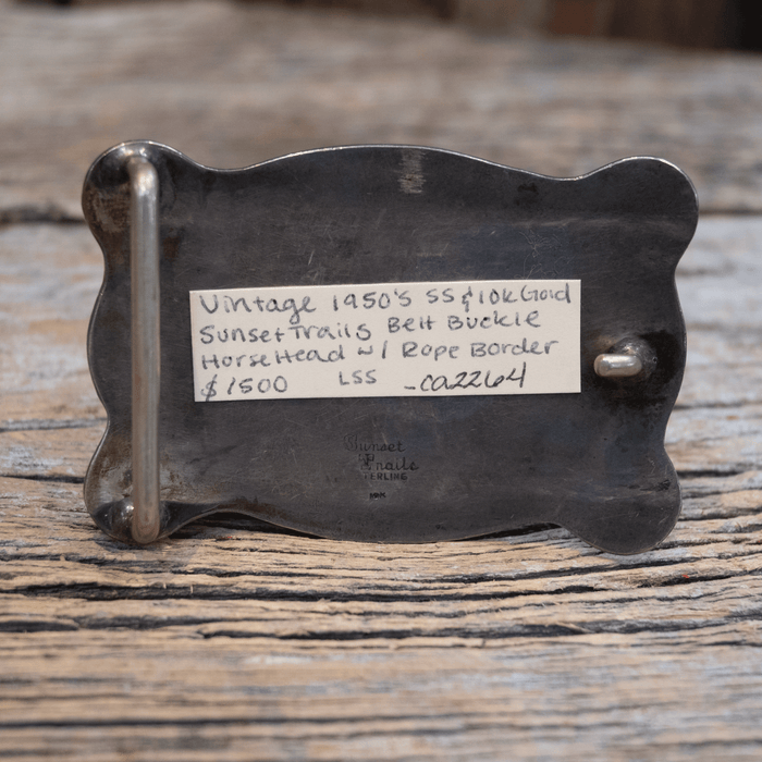 Sunset Trails 1950's Horse Head Sterling Silver Belt Buckle