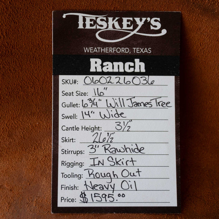 16" TESKEY'S STRIP DOWN RANCH SADDLE