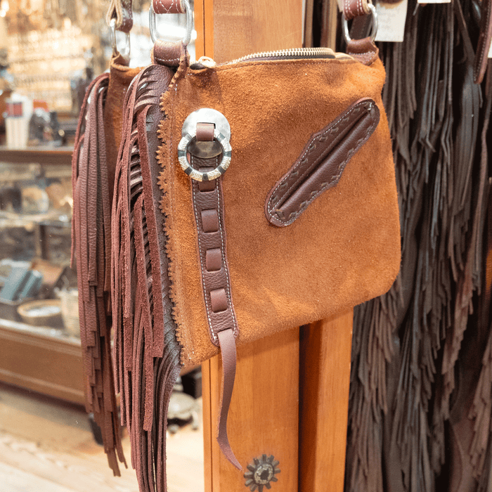 Handmade Roughout Fringed Crossbody Chap Purse HM276