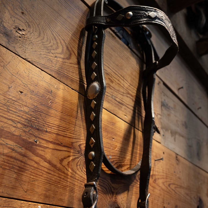 Vintage Silver Diamond & Dot accents Bridle Rig w/ a Buerman Bit Collectibles MISC