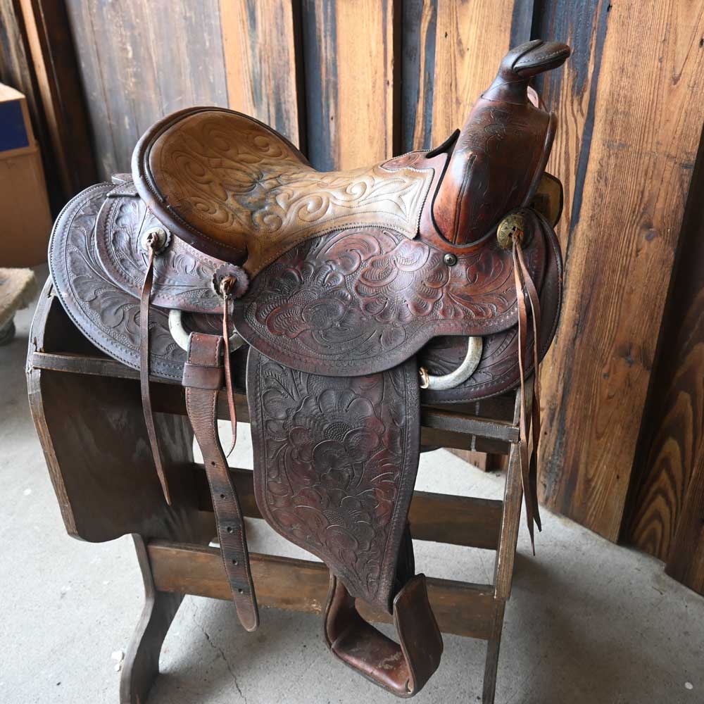 Vintage Western Cowboy Saddle - Herdford Tex Tan Of Yoakum Texas- Western Decor  _CA741 Collectibles Hereford Brand Tex Tan   