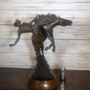 Original Bronze Sculpture "My Own Buckin Business" By Greg Kelsey _CA692 Collectibles Greg Kelsey   