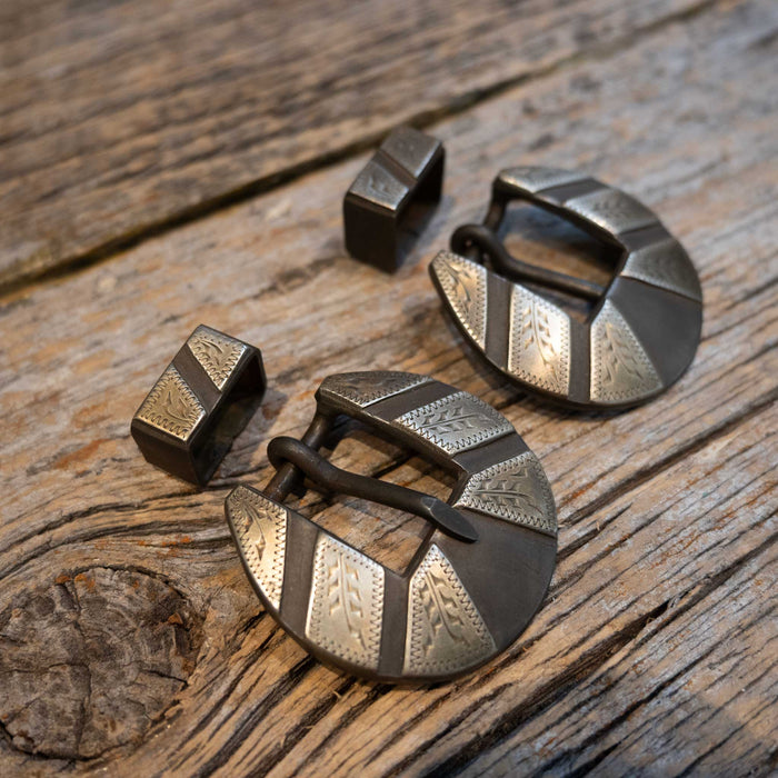 Clint 3/4" Silver Mounted 2pc Buckle Set Tack - Conchos & Hardware Clint Martin