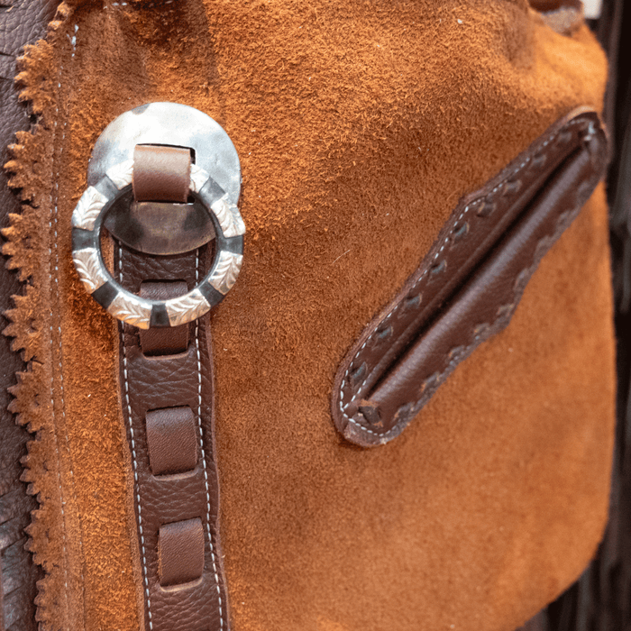 Handmade Roughout Fringed Crossbody Chap Purse HM276