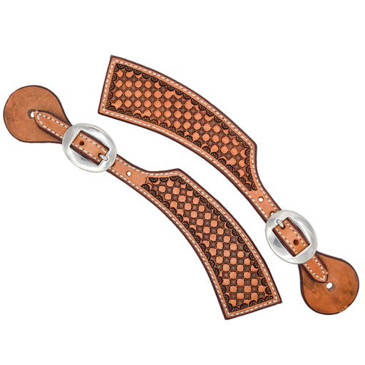 Teskey's Geometric Spur Strap w/Shell Border Tack - Spur Straps Teskey's