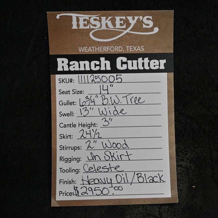 14" TESKEY'S PRO CUTTER RANCH CUTTER SADDLE