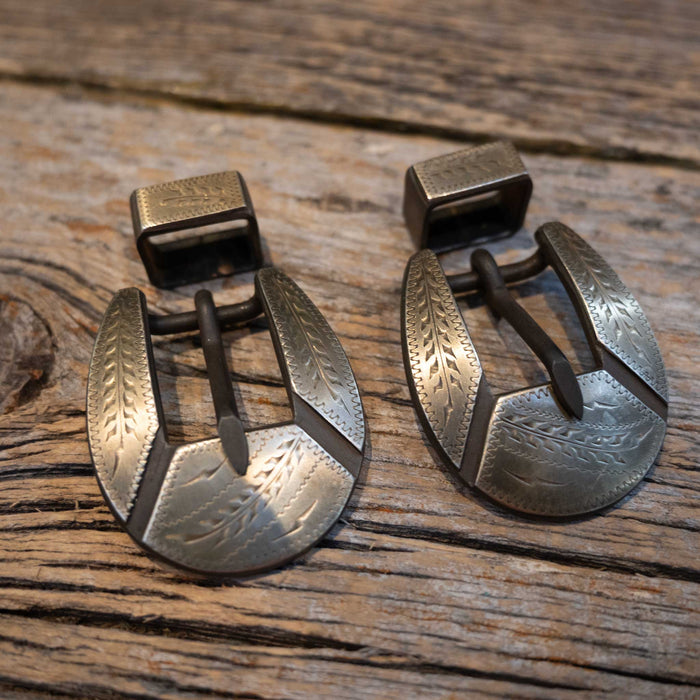 Clint 3/4" Silver Mounted 2pc Buckle Set Tack - Conchos & Hardware Clint Martin