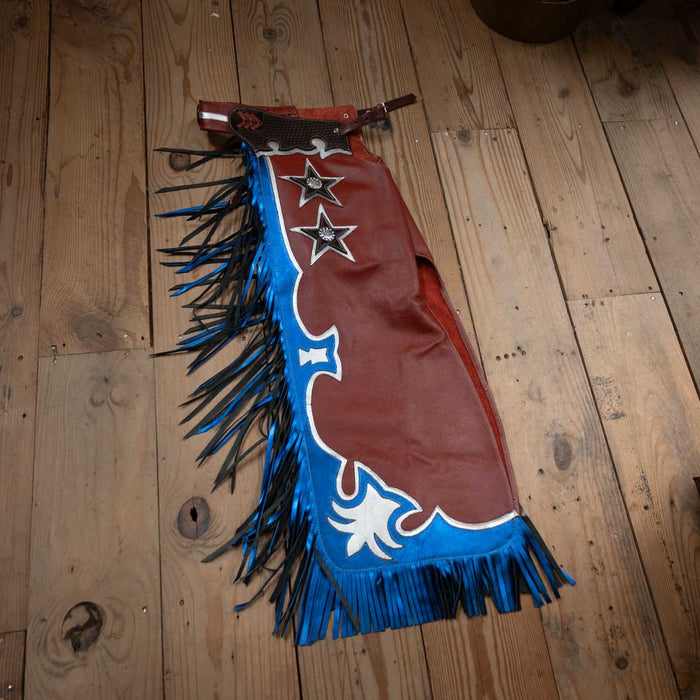Beagley Red White & Blue Youth Large Rodeo Chaps Tack - Chaps & Chinks Jerry Beagley