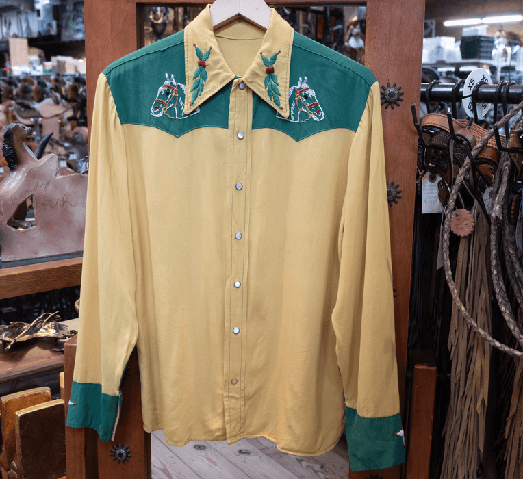 1950's Handmade Hand Embroidered Cotton Shirt