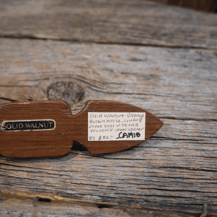 Solid Walnut Buck Cowboy State Seal of Texas Lettler Opener 1918