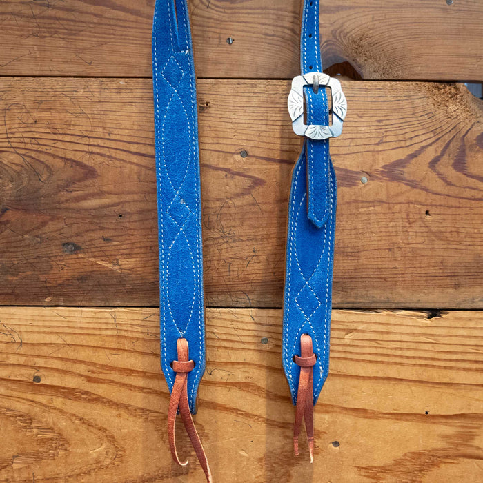 Ocean Blue Roughout 3/4" Split Ear Headstall - Select Buckle