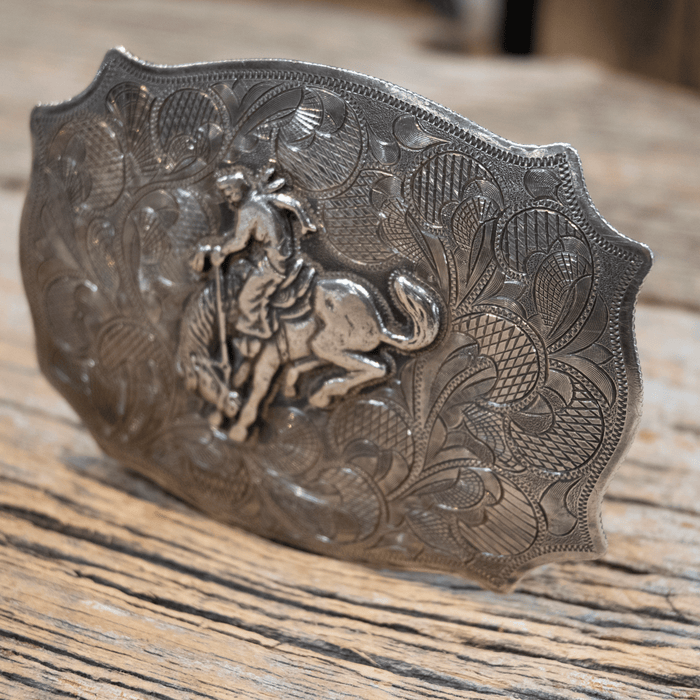 Miles Hawthorn Saddle Bronc Sterling Silver Belt Buckle