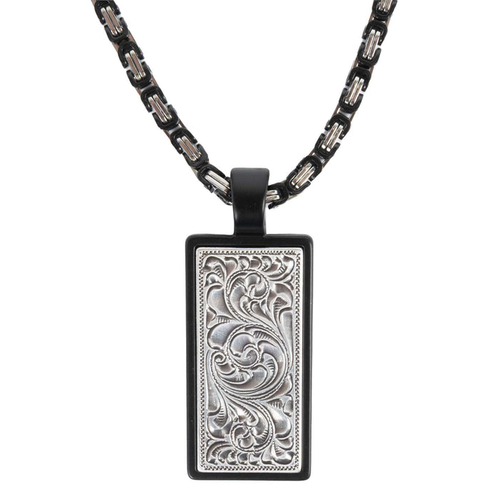 Silver Strike 24" Matte Engraved Scroll Necklace MEN - Accessories - Jewelry & Cuff Links M&F Western Products