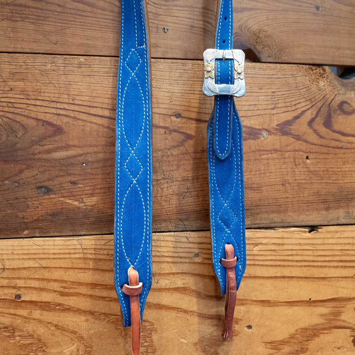 Ocean Blue Roughout 3/4" Split Ear Headstall - Select Buckle
