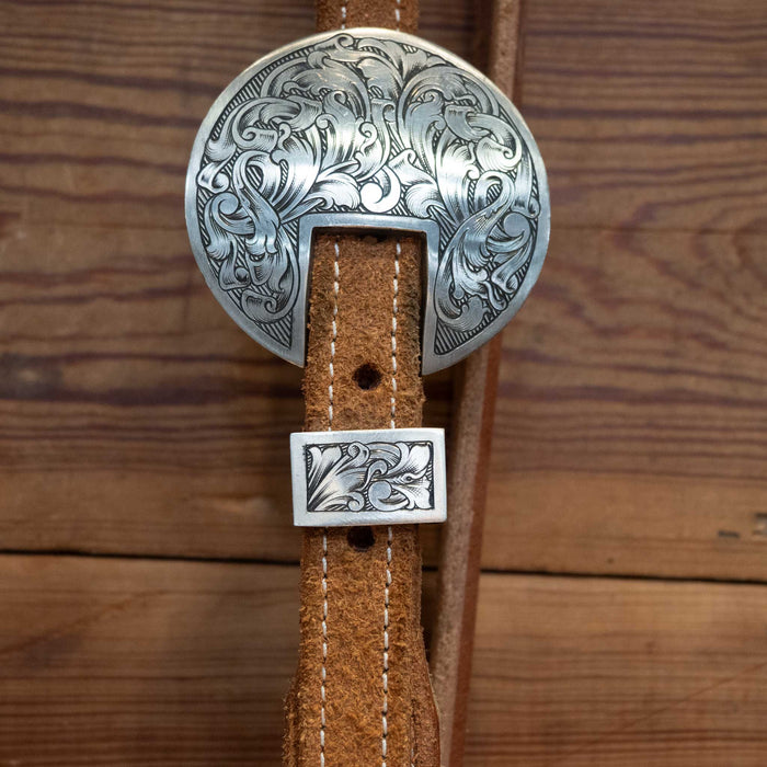 Pistol Shaped Shank Solid Port Bridle Rig w/ Inlaid Turquoise