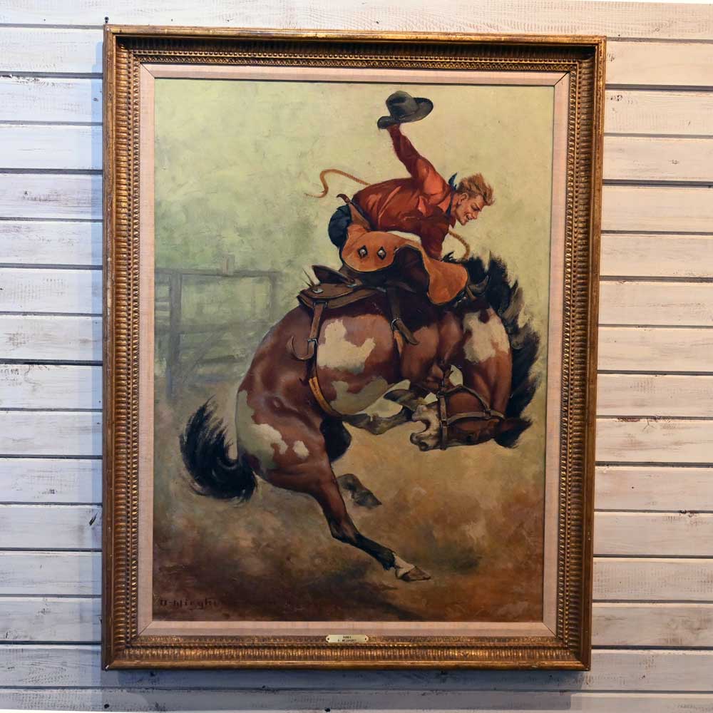 Western Art - Olaf Wieghorst "Rodeo" 1950 _CA714 Collectibles Olaf Wieghorst 1899-1988