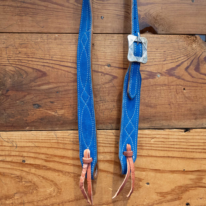 Ocean Blue Roughout 3/4" Split Ear Headstall - Select Buckle
